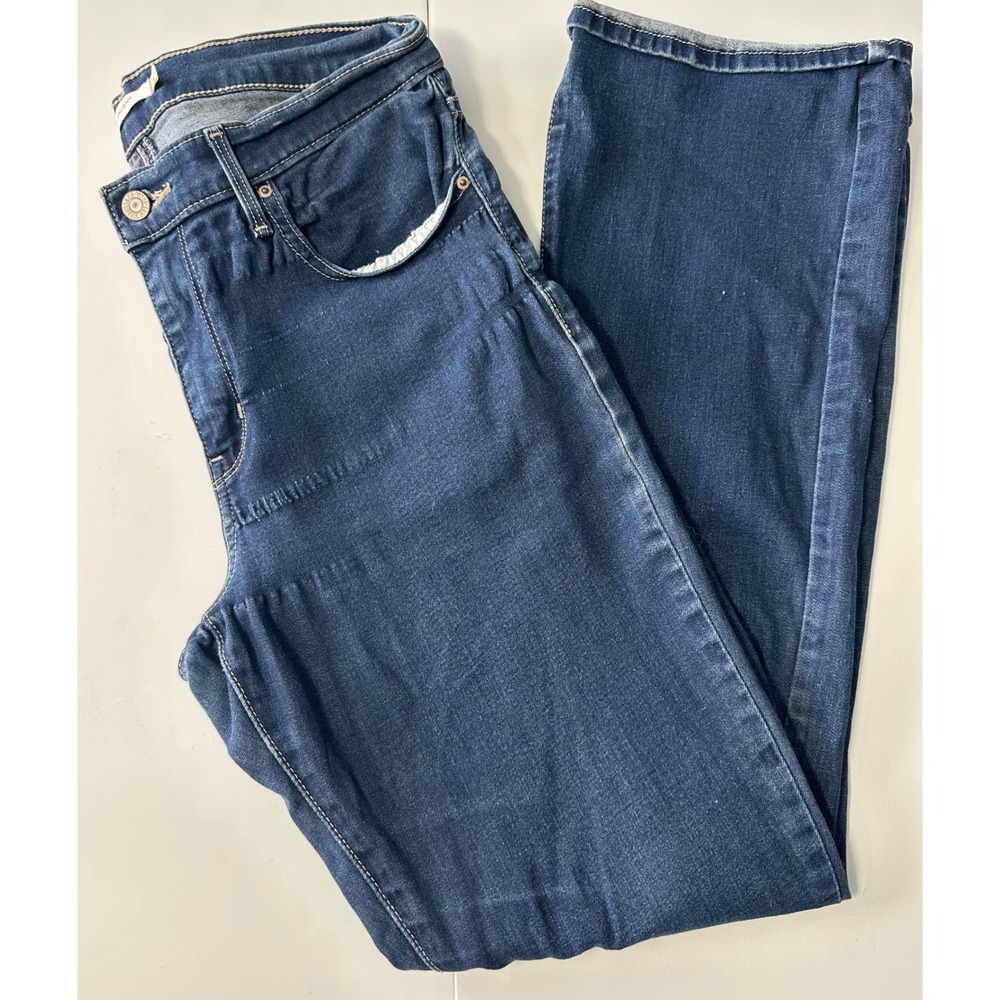 Levis Slimming Bootcut Jeans Womens 32 Dark Wash Denim Stretch Mid Rise Pants